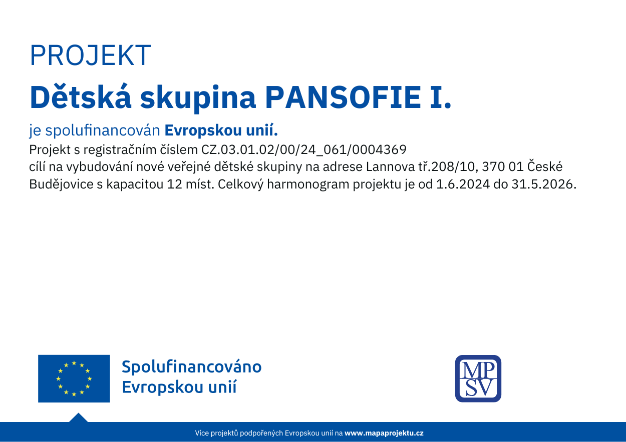 Publicita-projektu Dětská skupina Pansofie I.